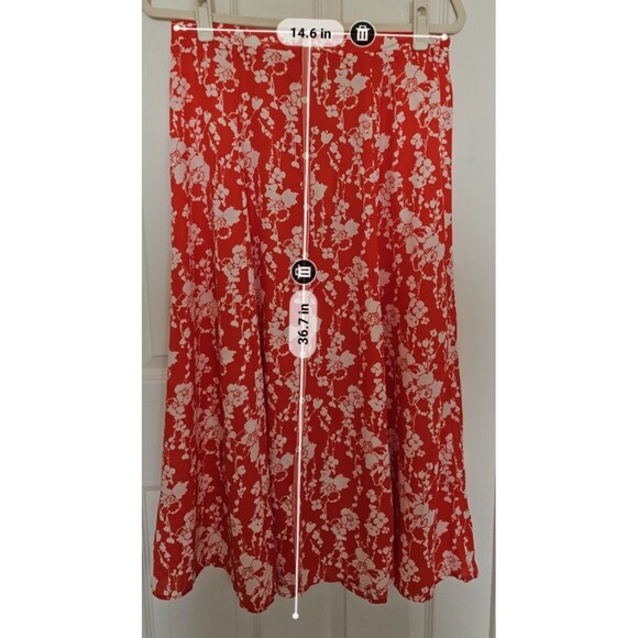 Max Studio Flowy Skirt Orange Floral Pattern Women's Medium - Picture 4 of 6
